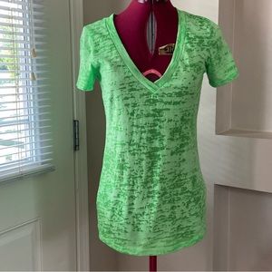 Next Level Apparel women green two tone short sleeve V neck shirt. Size M. Used.